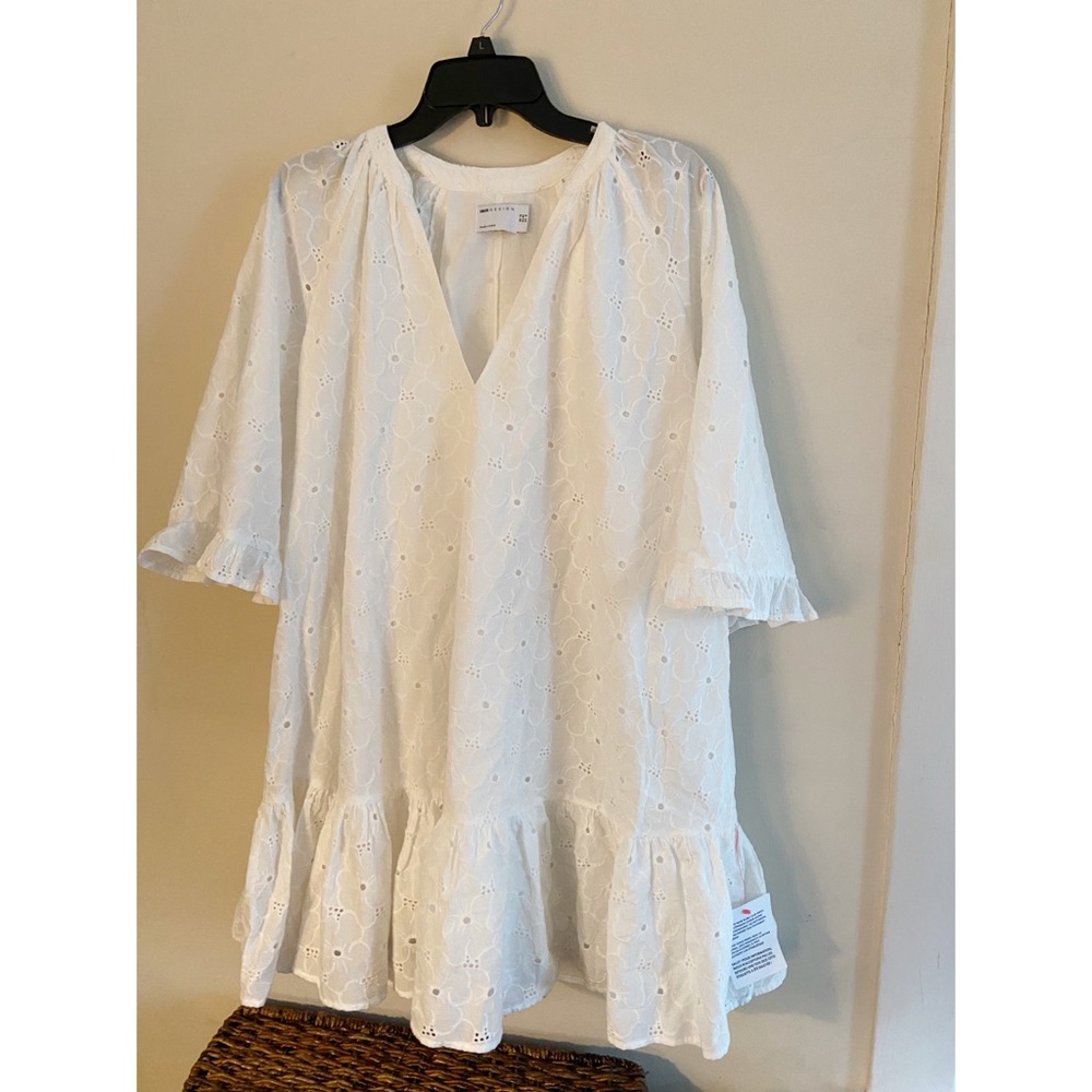 ASOS White Eyelet Lace Mini Shift Dress NWT